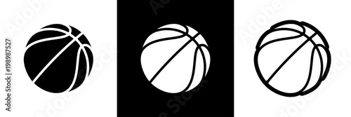 Basketball logo set of vector icon for streetball championship tournament, school or college team league. Vector flat basket ball symbol for basketball fan club