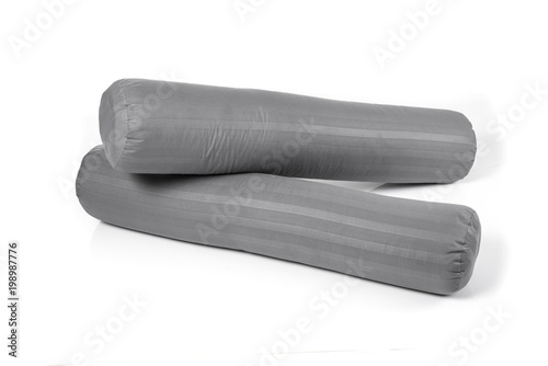 Billede på lærred Gray bolster pillow isolated on white background