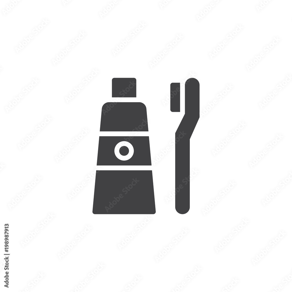Toothpaste and toothbrush vector icon. filled flat sign for mobile concept and web design. Dental care simple solid icon. Symbol, logo illustration. Pixel perfect vector graphics Toothpaste and toothbrush vector icon. filled flat sign for mobile concept and web design. Dental care simple solid icon. Symbol, logo illustration. Pixel perfect vector graphics