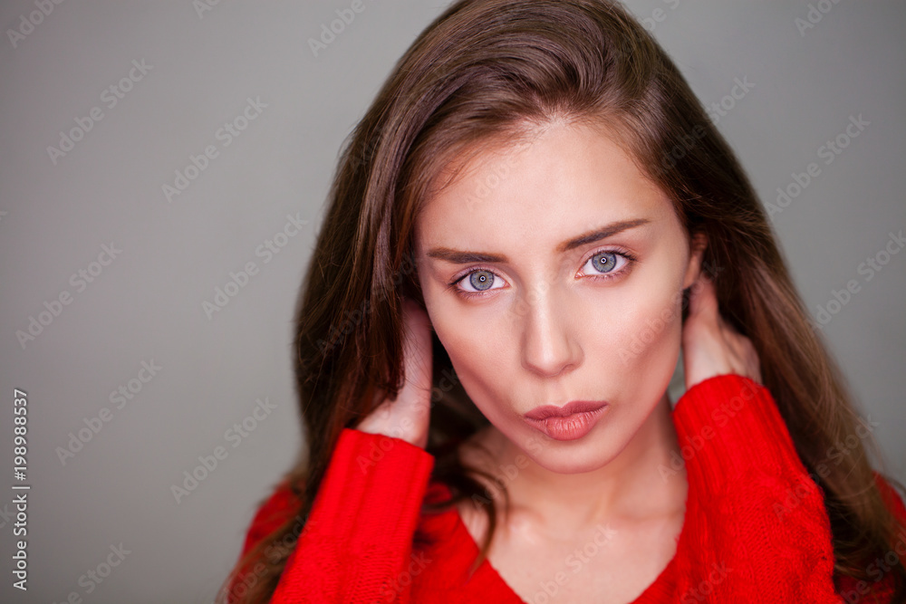 Studio portrait young woman with ring flash effect Studio portrait young woman with ring flash effect