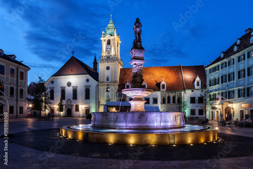 Bratislava Old Town Square By Night