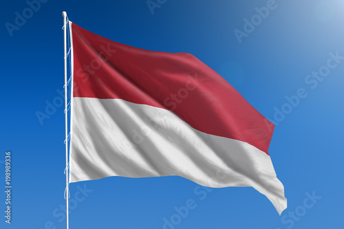 Indonesia flag on a clear blue sky