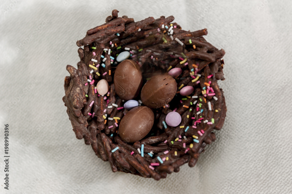 Chocolate nest with eggs Chocolate nest with eggs