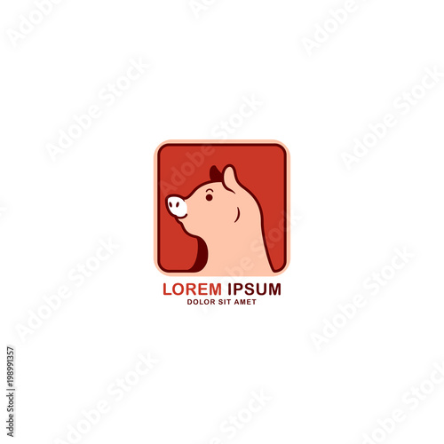 Cute Smile Pig Logo Design