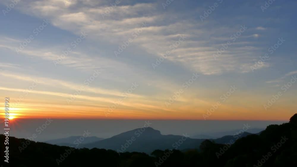 Doi Intanon is a landmark on the highest mountain of Thailand in Chiang Mia province. Many tourists will visit beautiful scenery of sunrise and mist . Doi Intanon is a landmark on the highest mountain of Thailand in Chiang Mia province. Many tourists will visit beautiful scenery of sunrise and mist .