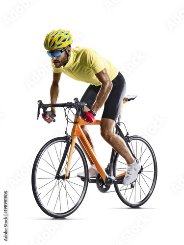Professinal road bicycle racer isolated on white © 103tnn