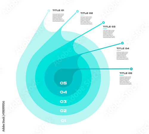 Concentric infographics step by step in a series of circle. Element of chart, graph, diagram with 5 options - 20, 40, 60, 80, 100 percent, parts, processes. Vector business template for presentation