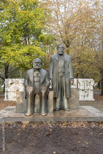 Statues of Karl Marx and Friedrich Engels, near Alexanderplatz, in the former East Berlin