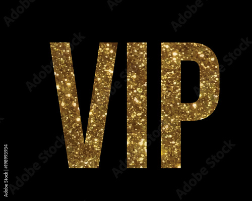 vector golden glitter isolated standard font word VIP