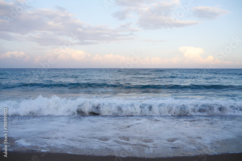waves on the sea. Evening landscape