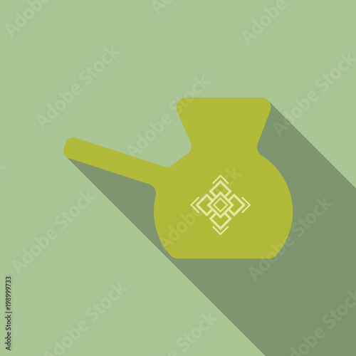 Turk with hot coffee, illustration of coffee and refreshing flavored drink, vintage style