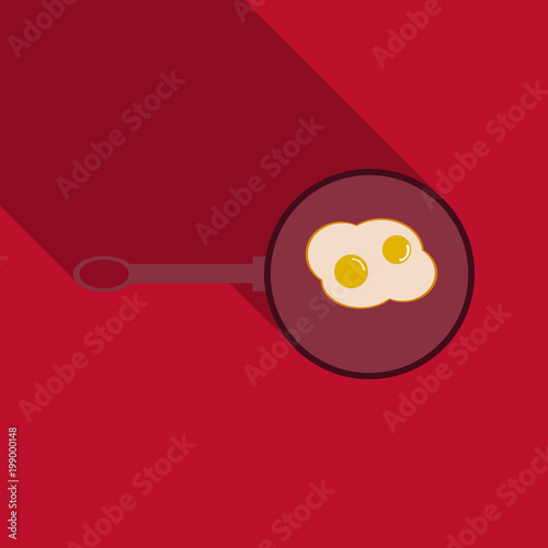 fried eggs in a frying pan and egg in the background illustration vector