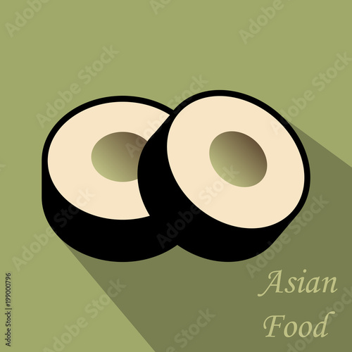 sushi roll. concept of snack, susi, exotic nutrition, sushi restaurant, sea food. isolated on background. flat style trend modern logotype design vector illustration