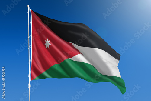 Jordan flag and blue sky