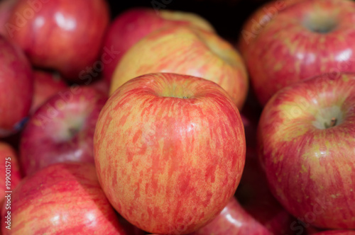 Ripe sweet red apple in group on sale
