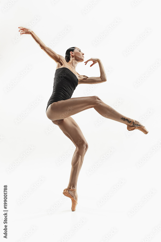 Aerobics fitness woman exercising isolated in full body.