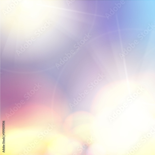 Abstract shining space futuristic background. Soft bokeh and lights. Bokeh light circles over purple backdrop. Vector illustration.
