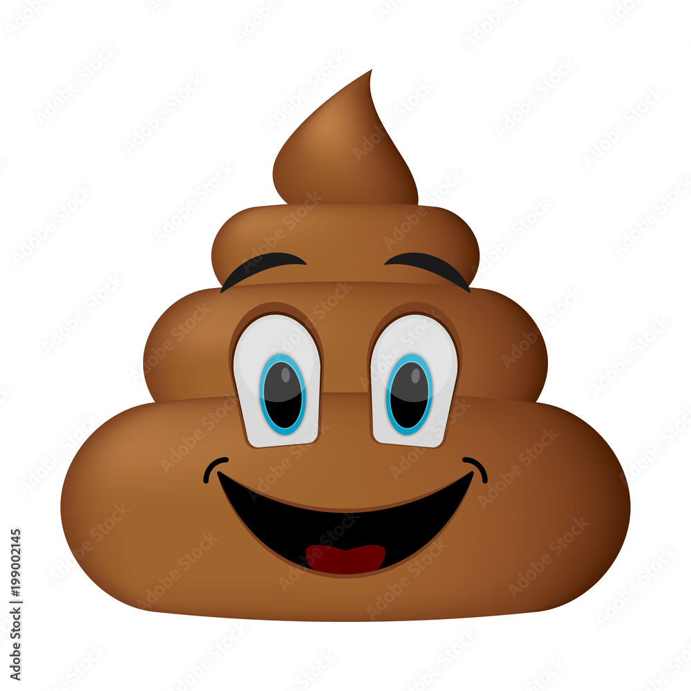 Shit Icon Smiling Face Poop Emoticon Isolated On White Background