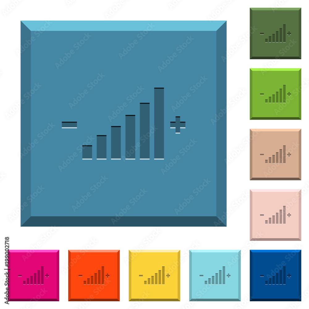 Control element engraved icons on edged square buttons Control element engraved icons on edged square buttons