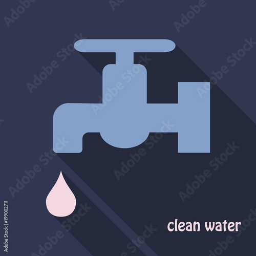 Dripping tap with drop line icon for web, mobile and infographics. Vector icon isolated on background.