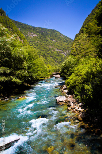 Cool  fresh mountain river  waterfall