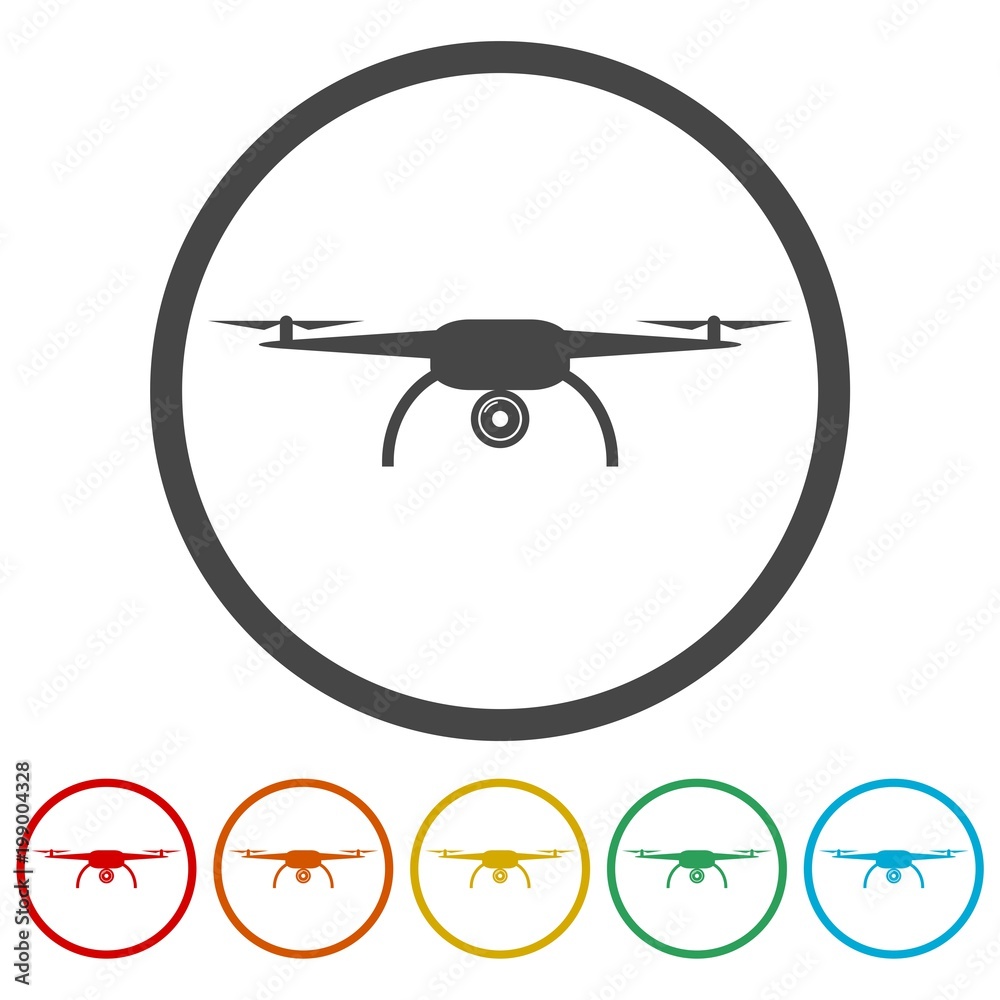Quadrocopter Drone Icon, 6 Colors Included Quadrocopter Drone Icon, 6 Colors Included