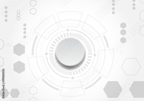 Technology background. white circuit with gray hexagons data concept