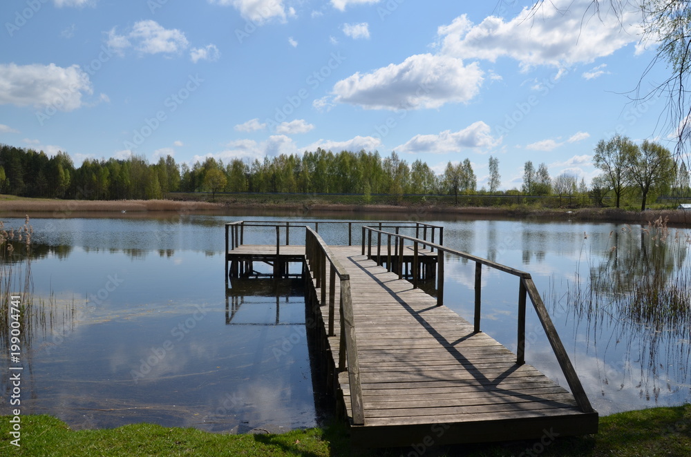 Wooden bridge on the lake