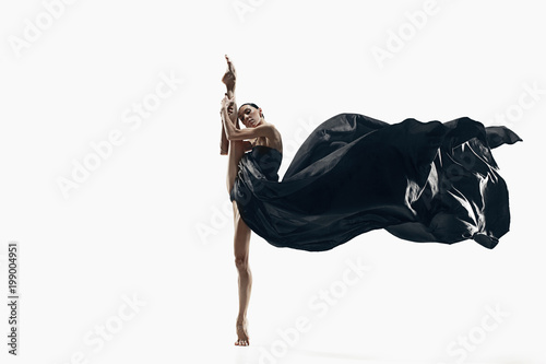 Obraz na plátně Aerobics fitness woman exercising isolated in full body.