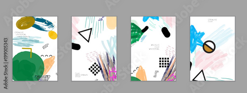 Abstract collage made with scribbles  markercanyon strokesblack geometric shapes