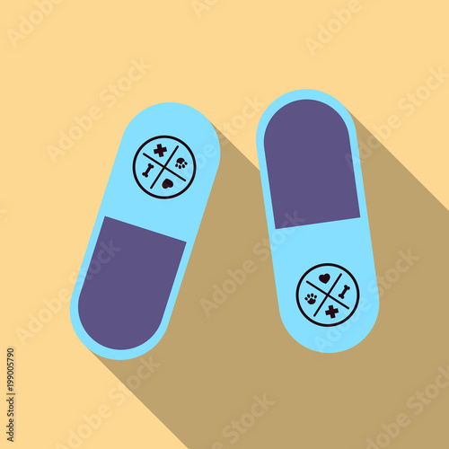 Pet drugs, vitamins. Outline vector illustration isolated on background for advertising banners, flyers, posters and other items.