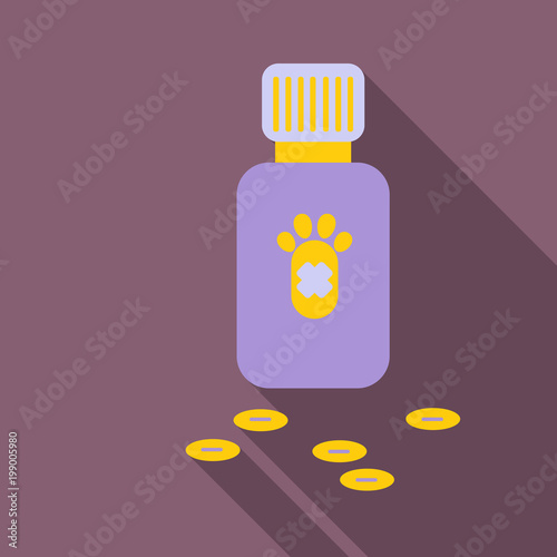 Pet drugs, vitamins. Outline vector illustration isolated on background for advertising banners, flyers, posters and other items.