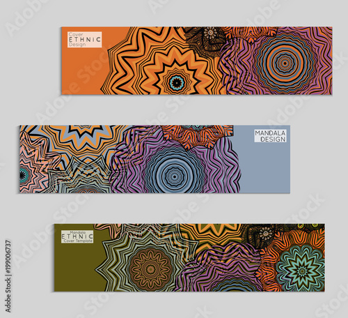 Ethnic banners template with floral Mandala ornament.