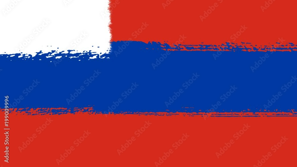 Flag of Russia - Drawing Russian Flag by Brush Strokes Flag of Russia - Drawing Russian Flag by Brush Strokes