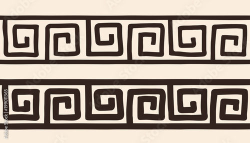 Seamless Ancient Greek national ornament isolated on beige background.