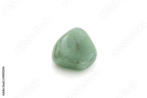 Green agate mineral on the white background