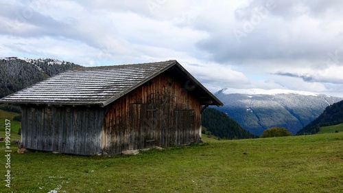 Seiser Alm, Dolomiten mit Neuschnee