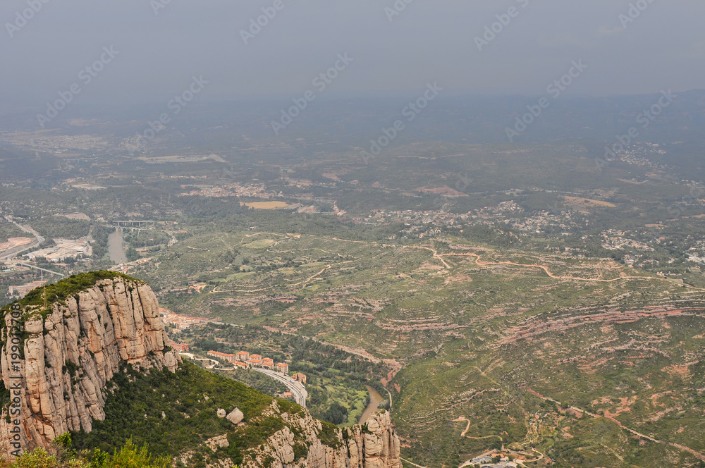 View above from the mountain Montserrat near Barcelona, Spain