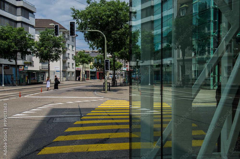 Fototapeta premium The streets of the city and tourists shopping. Swiss city Basel.
