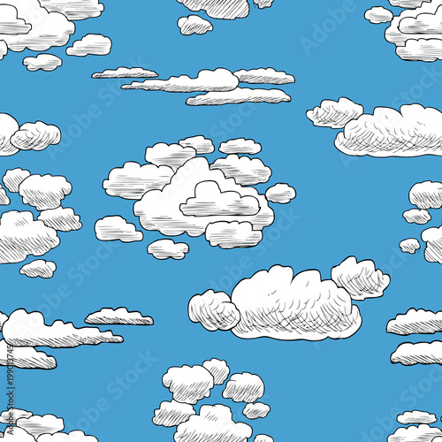 Seamless background of clouds in blue sky