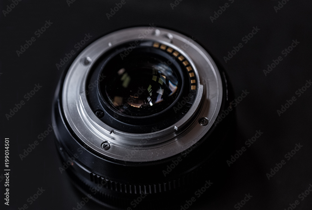 Mount lens on a black background