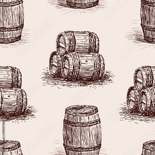 Pattern of the wine barrels sketches