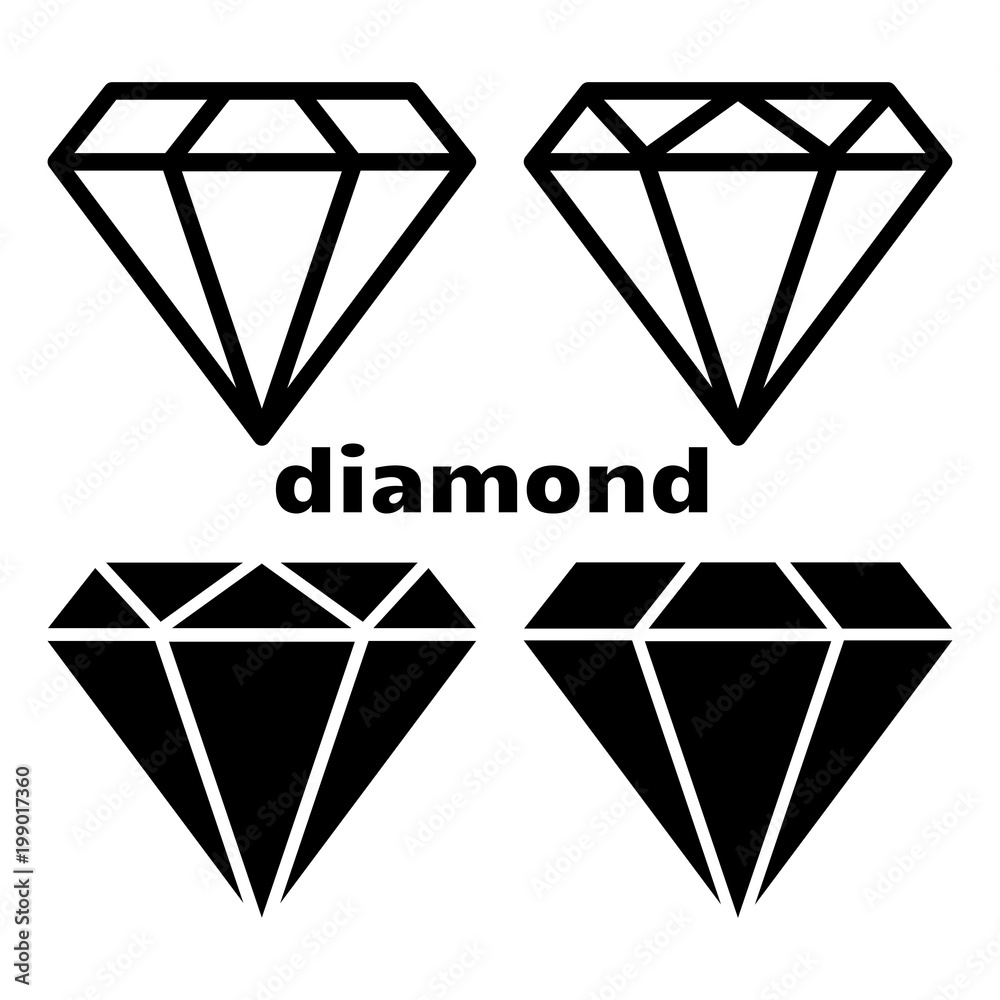 Set of diamond icon, outline and flat design. Vector illustration Set of diamond icon, outline and flat design. Vector illustration