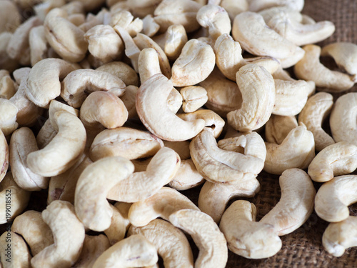 Cashew nuts in a basket. Healthy food