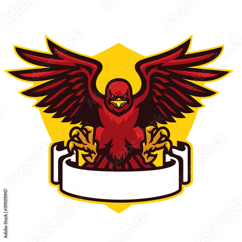 hawk mascot spreading the wings