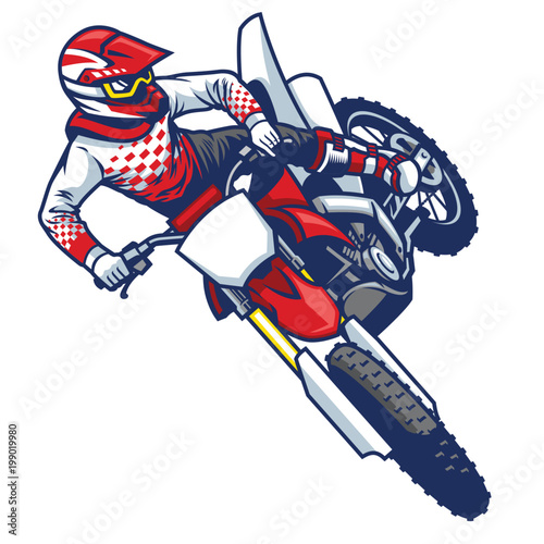 motocross rider doing jumping whip trick