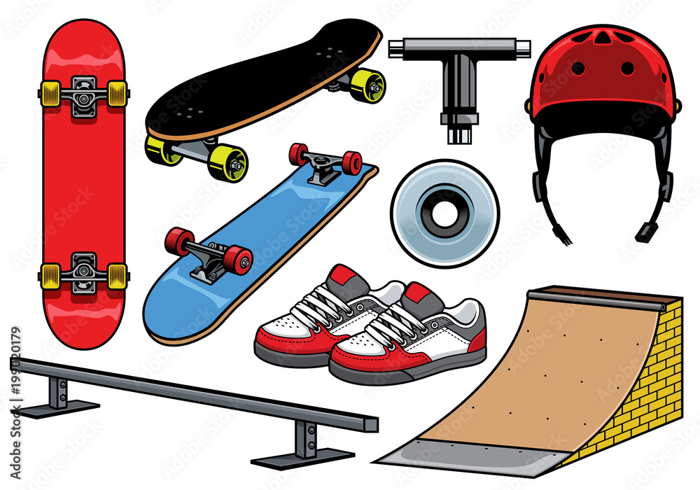 Foto skateboard objects set