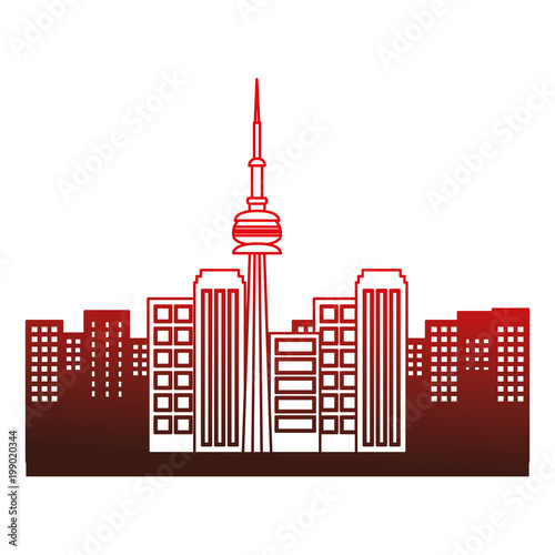 toronto canada city scene vector illustration outline
