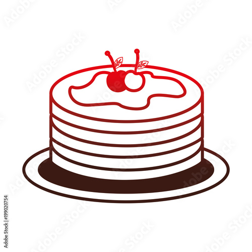 pancake with syrup maple on dish vector illustration design
