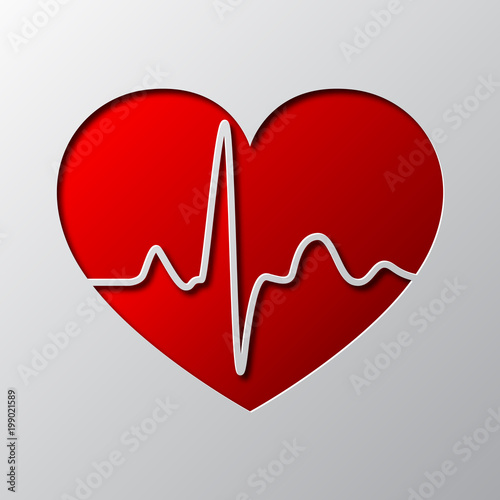 Paper art of the red medical symbol isolated. Vector illustration.